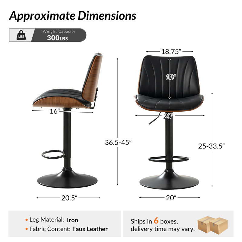 Tabouret de bar rotatif Nova, Noir