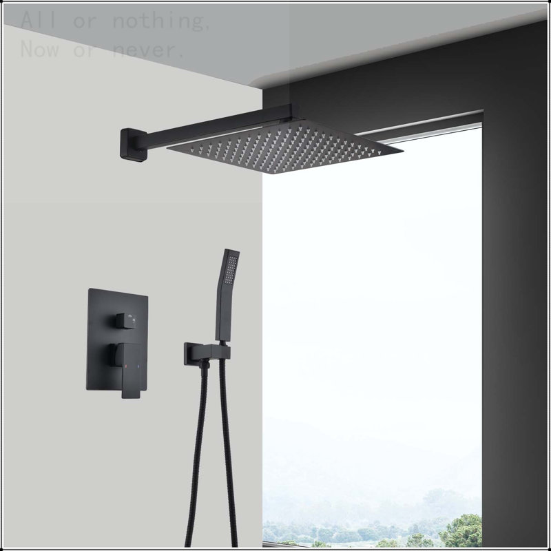 12-Inch Wall Mounted Rain Shower System, Matte Black