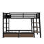 Lit superposé simple en métal avec tablettes de rangement et ports USB - Économie d'espace, durable, noir, adolescents et adultes-180912369