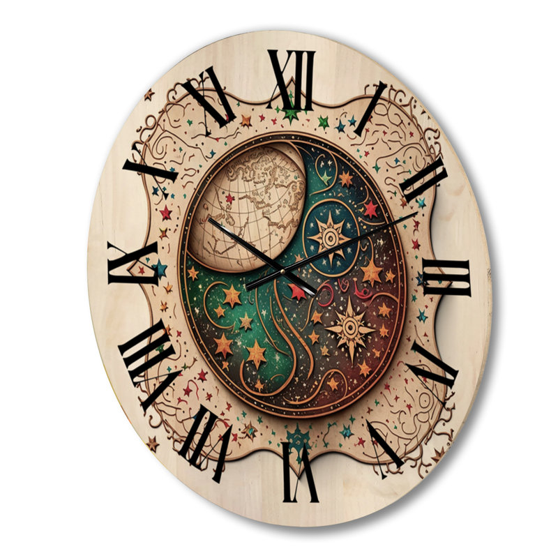 Ancienne horloge murale géante en bois ancienne carte de la Galaxie IV, Grand