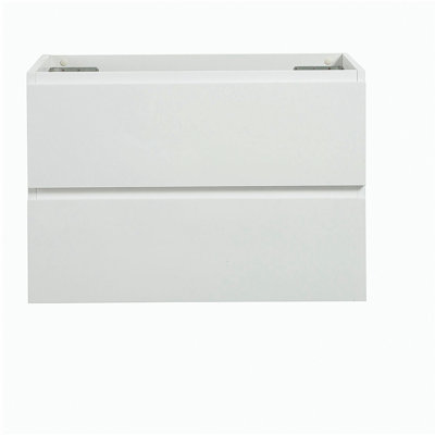 Alice-30W-201, Wall mount cabinet WITHOUT basin, white colour, with two drawers, Pre-assembled