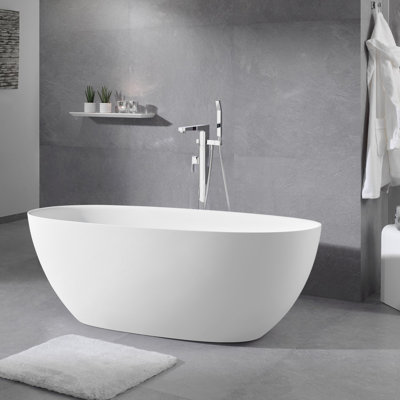 65'' x 29.5'' Freestanding Soaking Solid Surface Bathtub