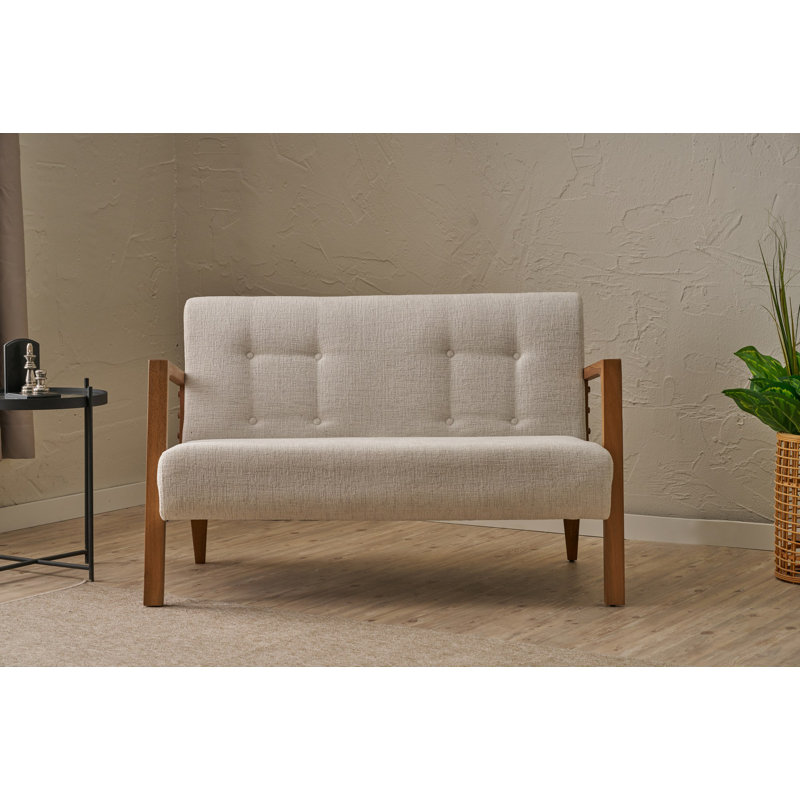 Stylish 2-Seat Sofa, Cream Color, 44.9 x 31.5 x 33.5 Inches | Durable Beech Wood Frame, 100% Polyester Chenille Fabric, Comfortable 12 cm 32 DNS Foam Seating | Perfect for Living Room, Elegant Design