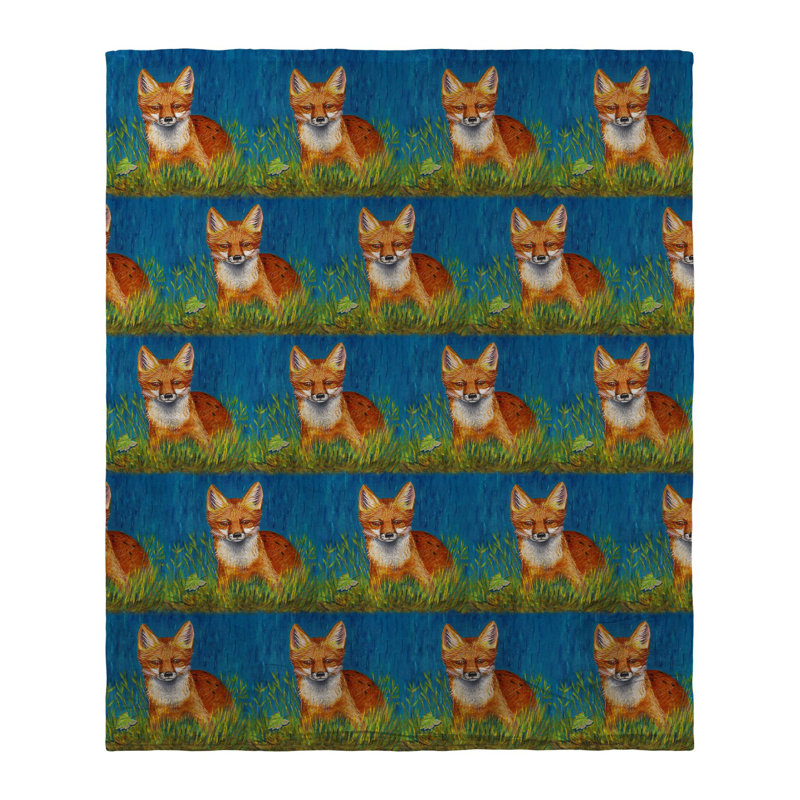 Red Fox Tiled Silk-Touch Throw