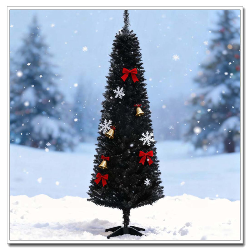 Arbre de Noël mince avec embouts réalistes et support en plastique