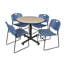 Table de salle à manger avec base Nick Nick et 4 chaises empilables Zeng-32668319-32668321