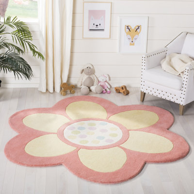 Tapis floral jaune en laine noué à la main