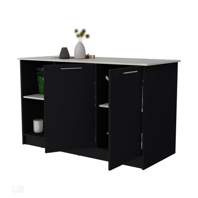 Black And Onyx Double Door Cabinets Kitchen Island, Kitchen Island by Latitude Run