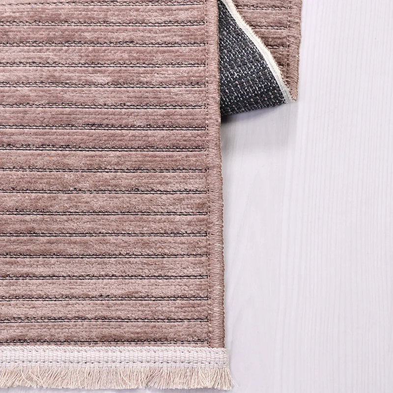 Tapis en polyester Eatmon Mink Modern facile à nettoyer, 6,5 pi x 13 pi