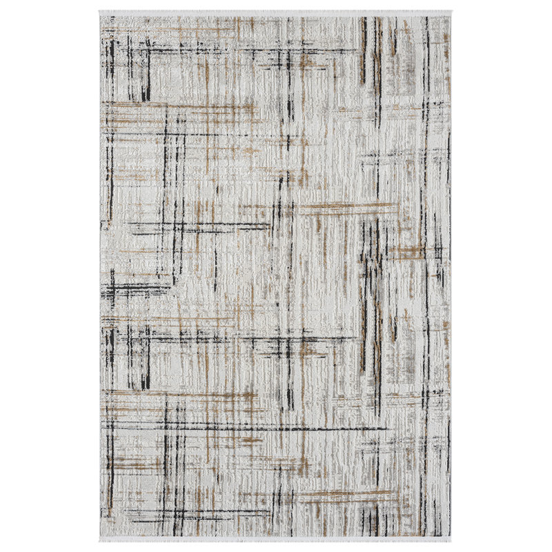 Gionata Collection Cream/Onyx Contemporary Abstract Area Rug, Rectangle 7' x 10'10"