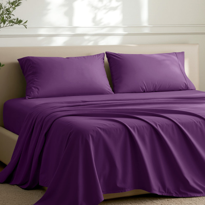 Microfiber Pillowcase Set Envelope Closure, Queen Pillow Case, Plum