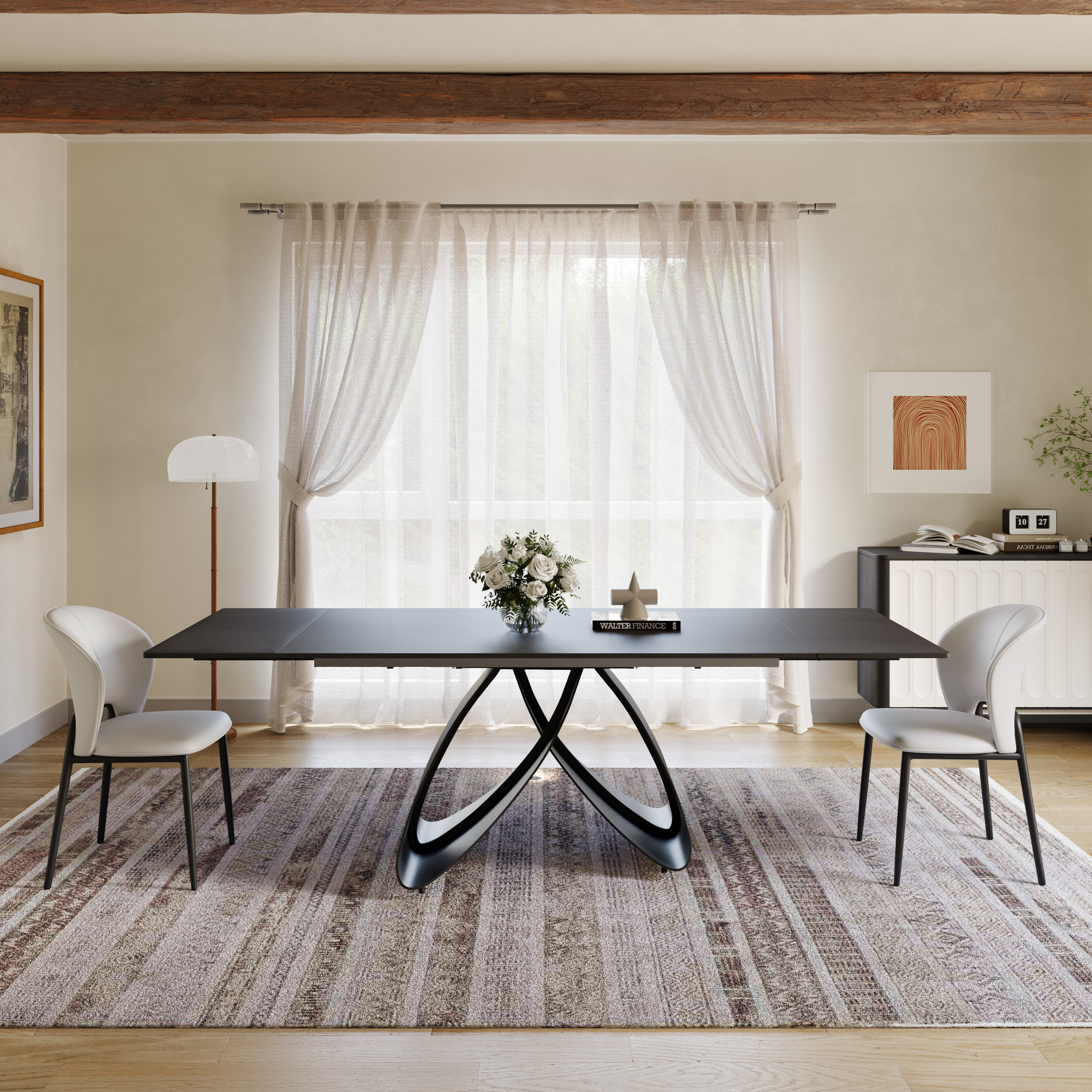 Orren Ellis Modern Extend 94.5“ Black Dining Table | Wayfair