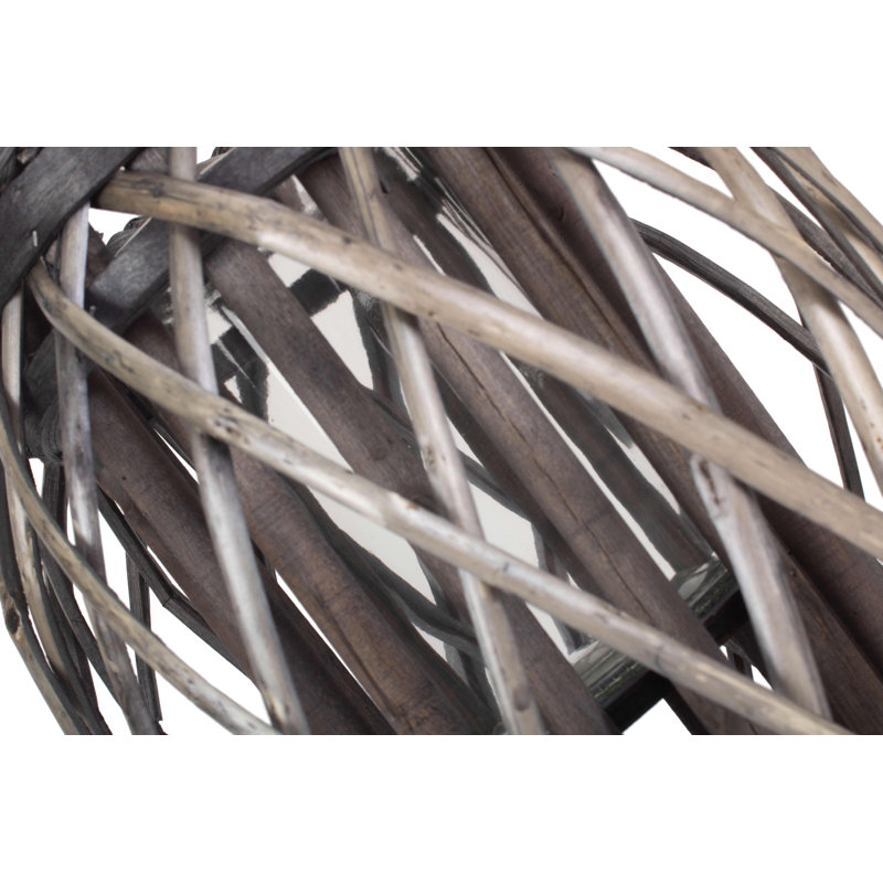 Wicker Candle Lantern, 35cm H x 24cm W x 24cm D