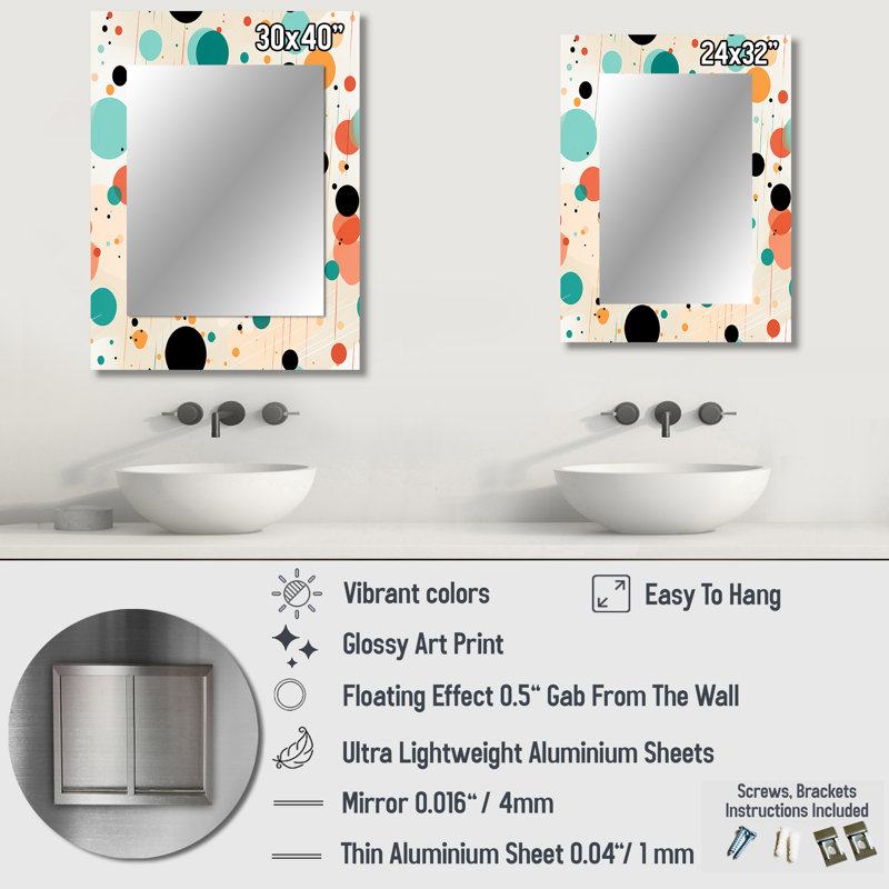 Motif à pois Astaire Modern Fusion - miroir décoratif à pois, grand miroir mural moderne, impression d'art, 32 po x 24 po