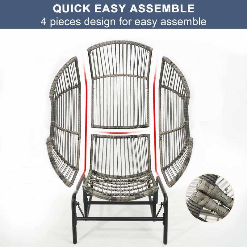 Fauteuil pivotant avec coussin et repose-pieds Swing, Noir, noir, noir, noir, Île Seymour Nord, Galapagos