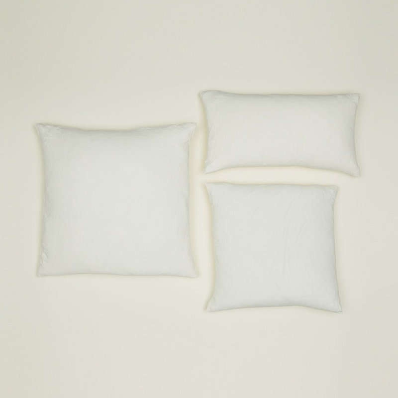 Simple Embroidered Linen Throw Pillow, Ivory, 22"H x 22"W