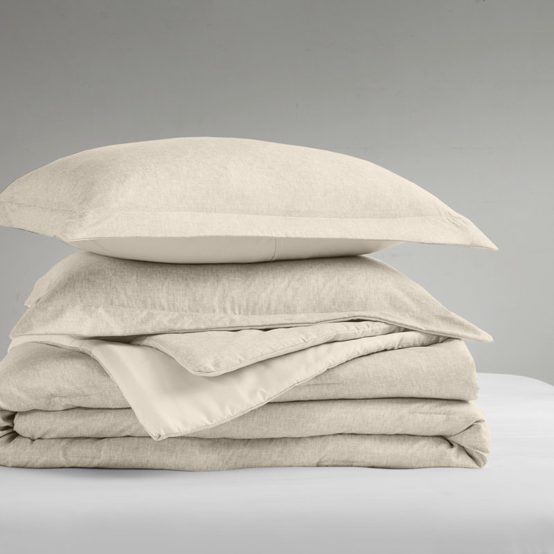 Camden Chambray Cozy Comforter Set, Twin/Twin XL Comforter + 1 Standard Sham, Neutral