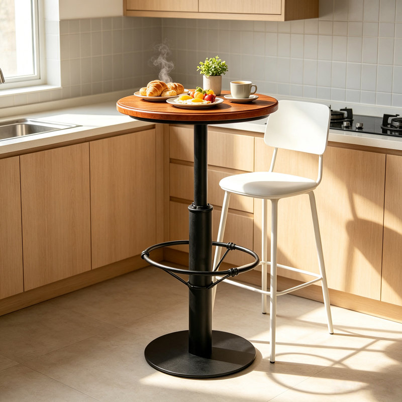Aria-Dee Pine Round Solid Wood Top Metal Base Dining Table