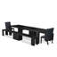 5-piece Modern Dining Table Set a Rectangular Dining Table and 2 wooden Benches and 2 Black Linen Fabric kitchen Chair, Wire Brushed Black-2047323478-2069098617-2047323474