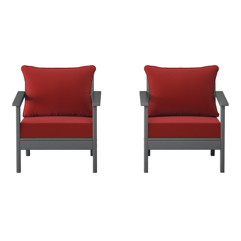 Chaise profonde avec coussins (ensemble de 2), Gris, Red