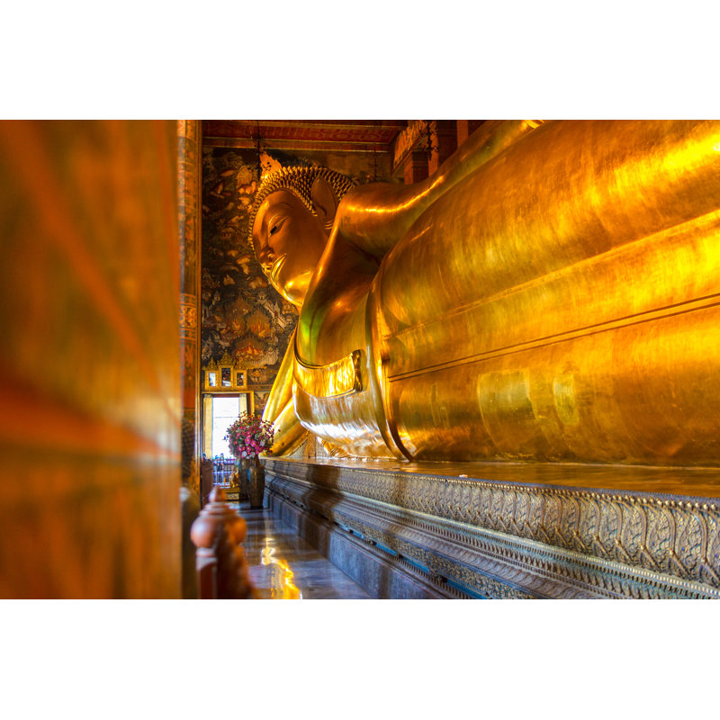 Buddha Gold Statue ,Wat Pho - Wrapped Canvas Print, 30cm H x 46cm W x 3.8cm D