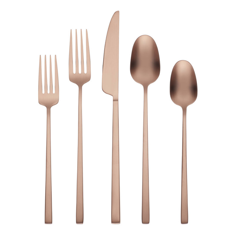 Loretta 20-Piece Stainless Steel Flatware Set, Copper Satin