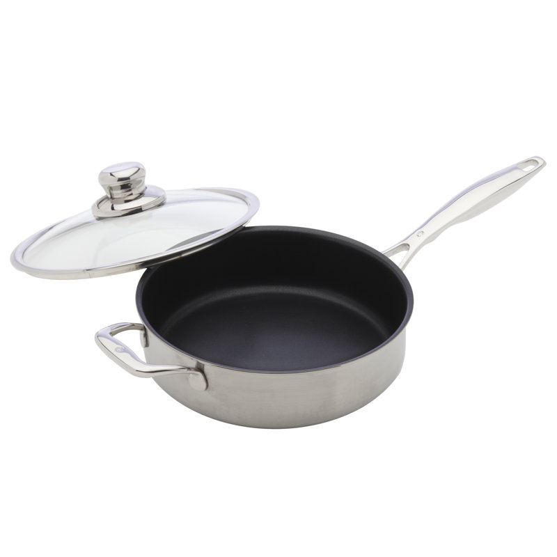 Prestige Non Stick Stainless Steel Saute Pan with Lid, 3.1 Qt