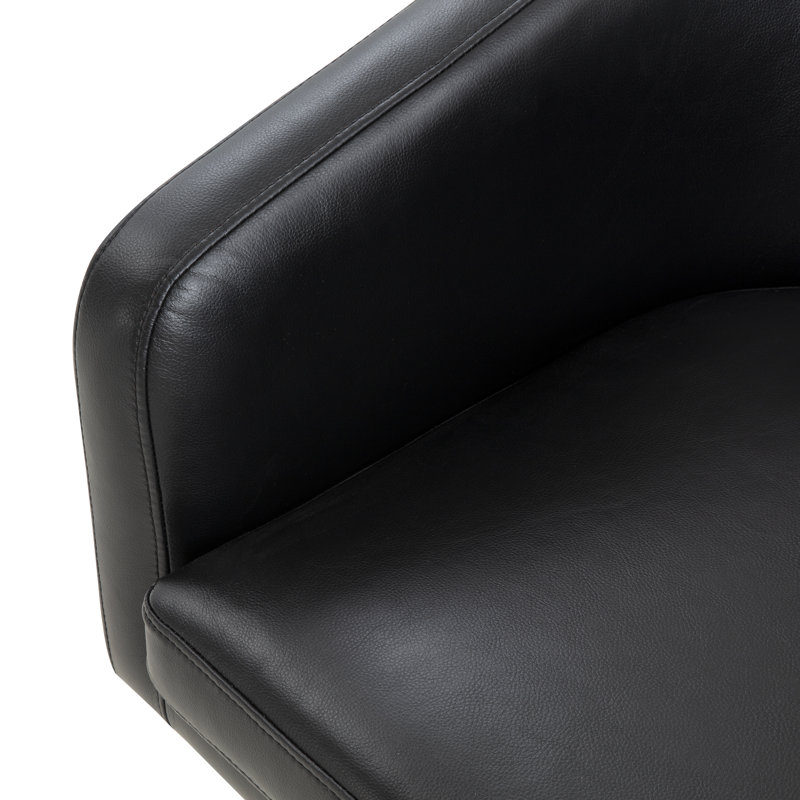 Fauteuil demi-tonneau de 27,6 po Joscelyne, Similicuir noir