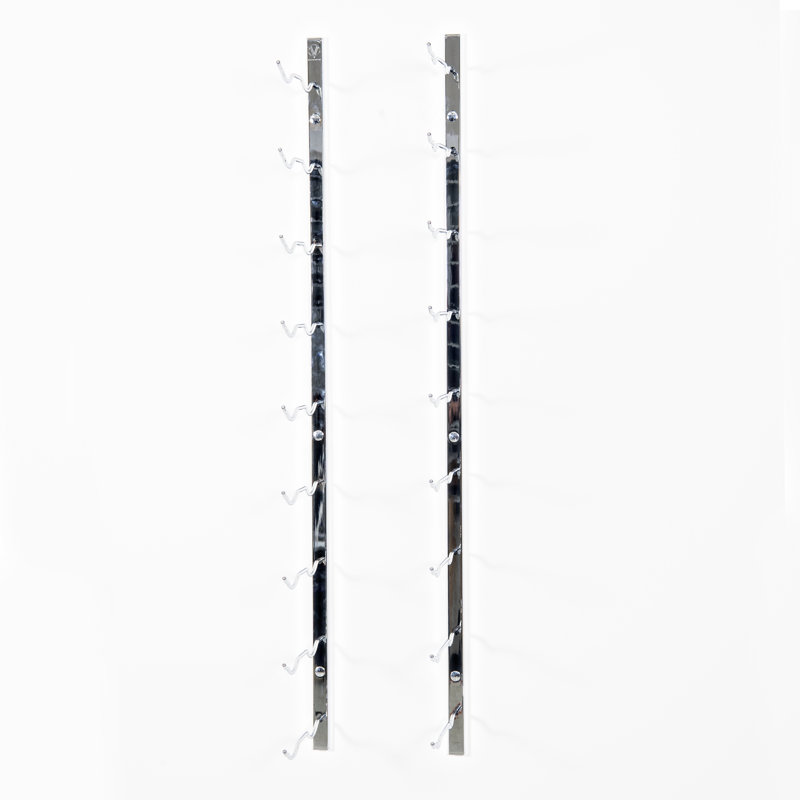 Ensemble de porte-bouteilles mural en métal 30 bouteilles Indurial - 60 po de hauteur, Chrome luxueux, 60"H x 13"W x 8.5"D