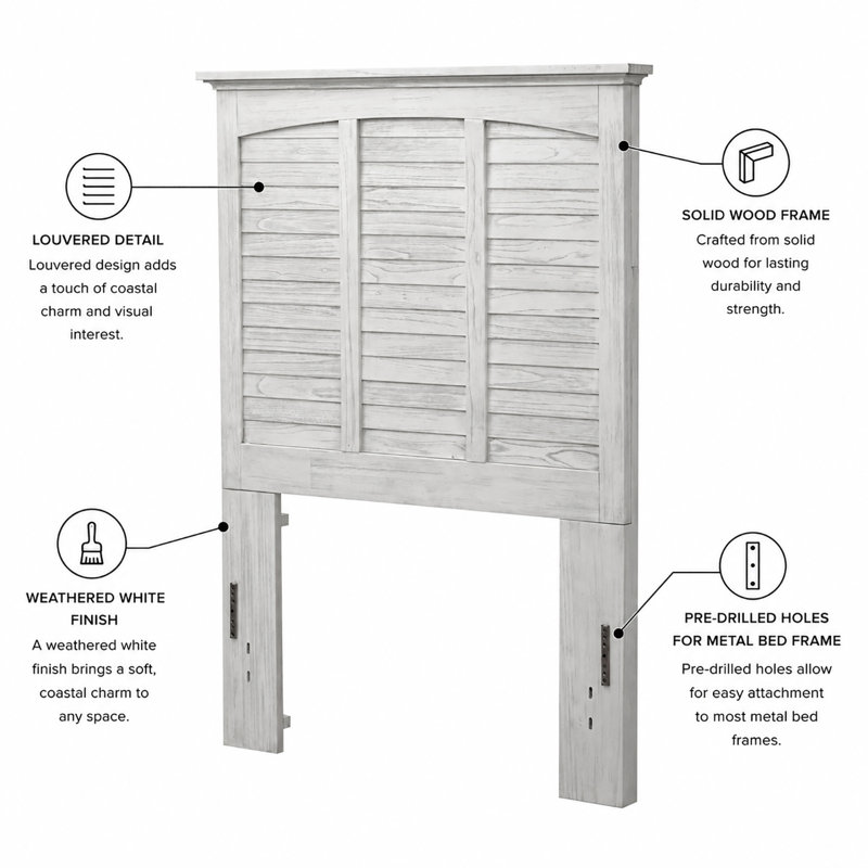 Surfside - Headboard - Twin - Weathered White Finish
