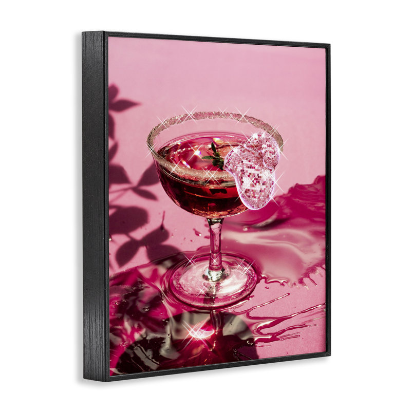 Art giclée rose par Ziwei Li, H 30 po x l 24 po, Giclée encadrée noir minuit