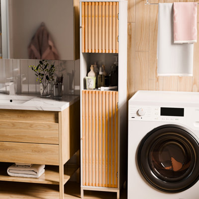 Storage Cabinet For Bathroom With Two Doors, Drawers, Lacquered , Elegant And Functional Practical