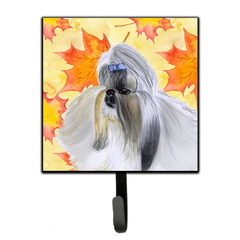 Organisateur de clés murales avec crochets clés partagée pei automne Eliane, Rouge / bleu / brun foncé, Shih Tzu