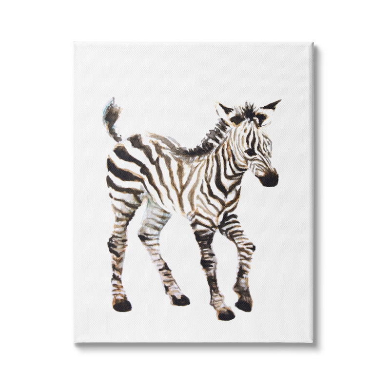 «Zebra Baby Safari Animal Nursery» par Fox Hollow Studios - Peinture, Toile tendue, H 40 po x l 30 po x P 1,5 po