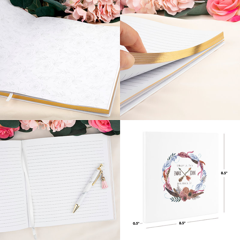 Livre d'or de mariage Boho Feather Wreath, Oui