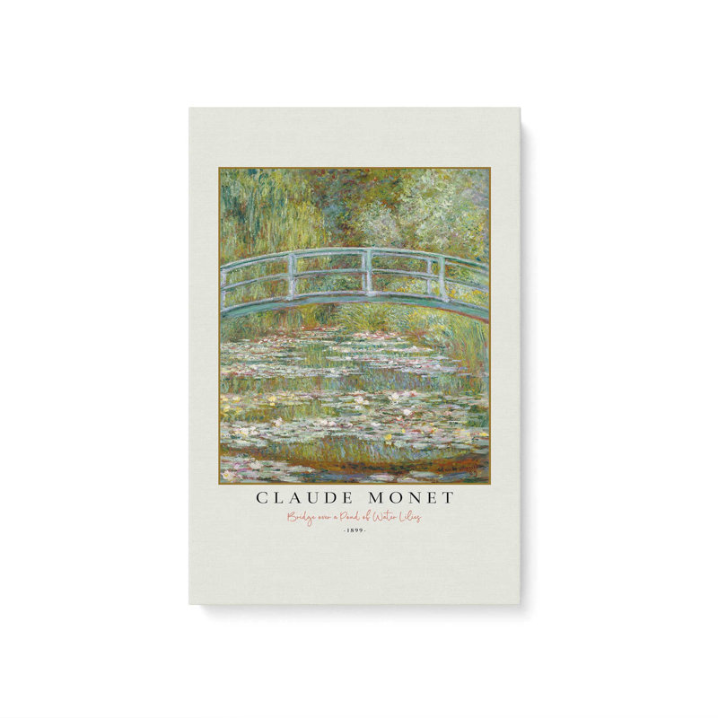 Pont sur un étang de nénuphars par Monet, H 12 po x l 8 po, Toile tendue