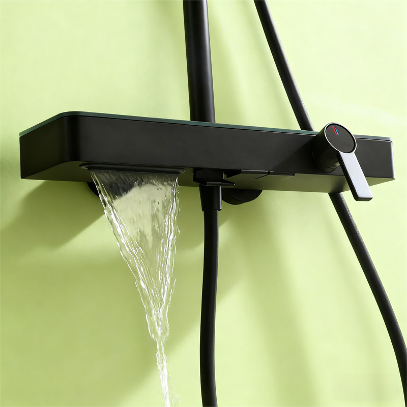 3-Function Shower System Set With Rainfall Showerhead, Handheld Sprayer And Bathtub Spout, Matte Black