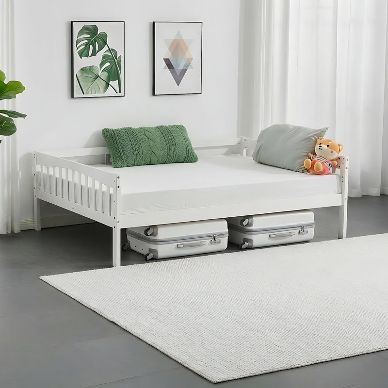 Wood Daybed With Light Strip, Charging Station And Side Rails,For Kids And Teens, Twin