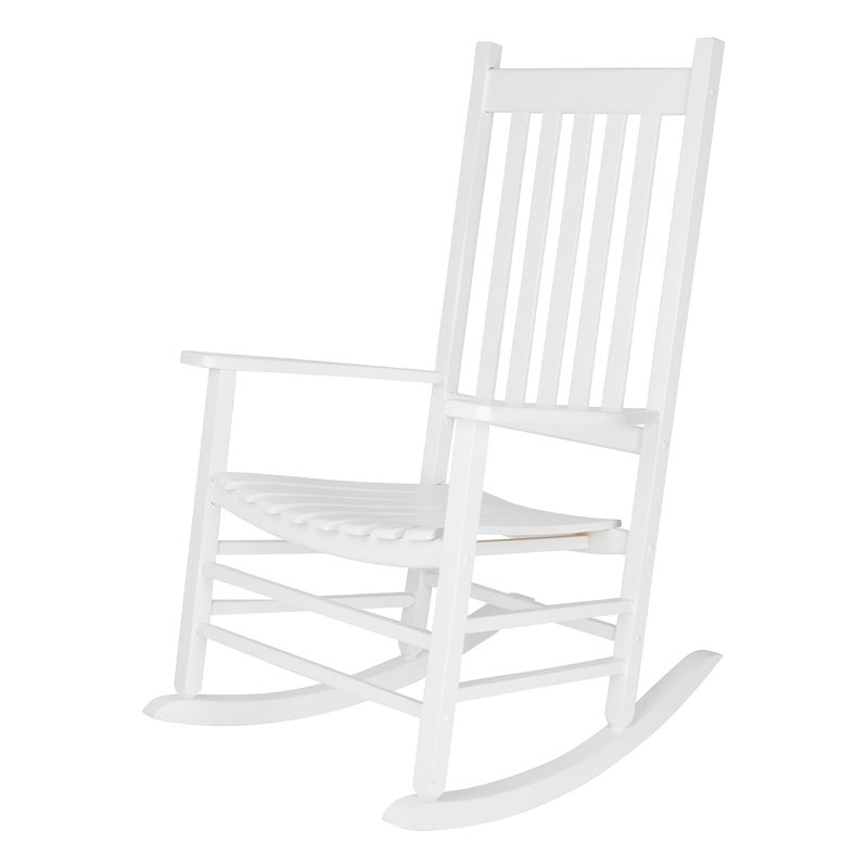 Chaise berçante en bois à haut dossier, Blanc