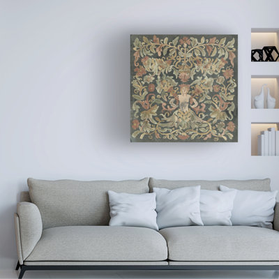 Wrapped Canvas Wall Art - June Erica Vess  'Antique Tapestry Textile II' Wall Art for Living Room, Bedroom, or Office Décor  - 35x35