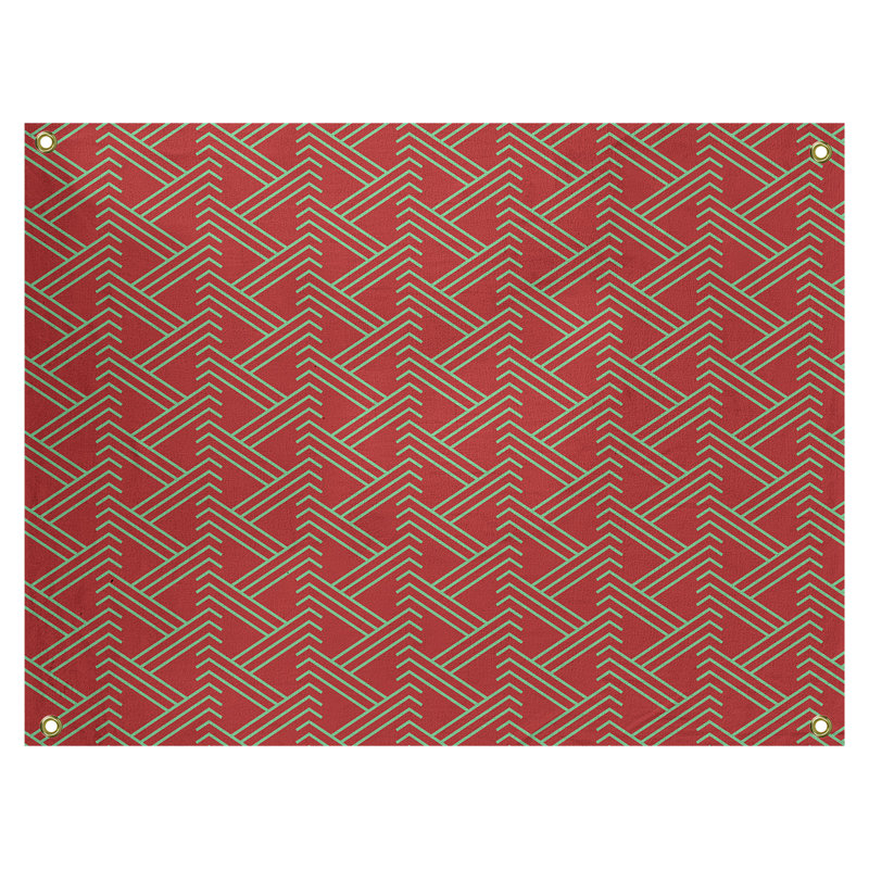 Polyester Tapestry, 1" H x 80" W x 59" D, Red/Light Green