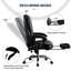 Chaise de bureau avec fonction chauffante et de massage - repose-pieds rétractable, rotation à 360 °, soutien lombaire en tissu respirant, repose-pieds, revêtement en cuir noir