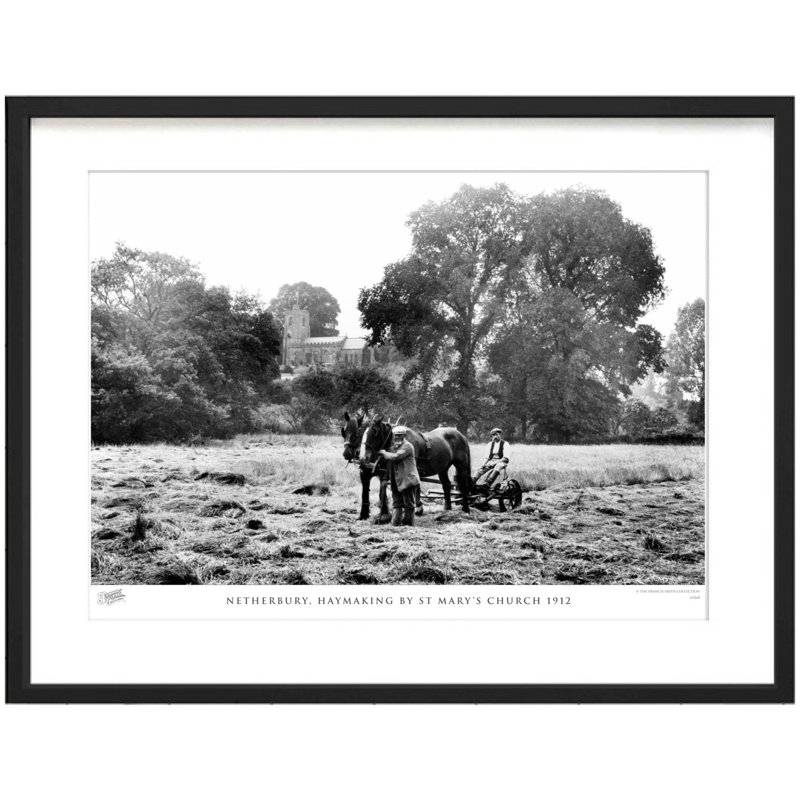 Netherbury, Haymaking By St Marys Church 1912 by Francis Frith - Single Picture Frame Print, 40cm H x 50cm W x 2.3cm D