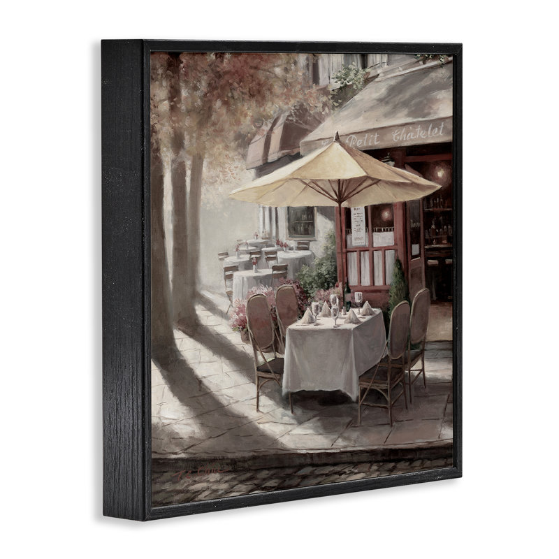 «Warm Sunlit Bistro», impression par estampe numérique, design par T.C. Chiu, H 24 po x l 24 po, Giclée encadrée noir minuit