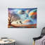 Ebern Designs Space Wall Hanging Tapestry Galaxy Alien Astronauts Art Lavender Teal Orange-879234059