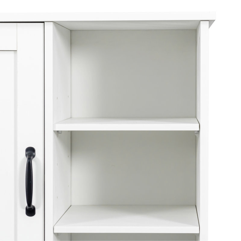 Armoire de buanderie avec portes et tablette, panier à linge inclinable, plusieurs espaces de rangement, style autoportant, tablette ouverte, tablette réglable