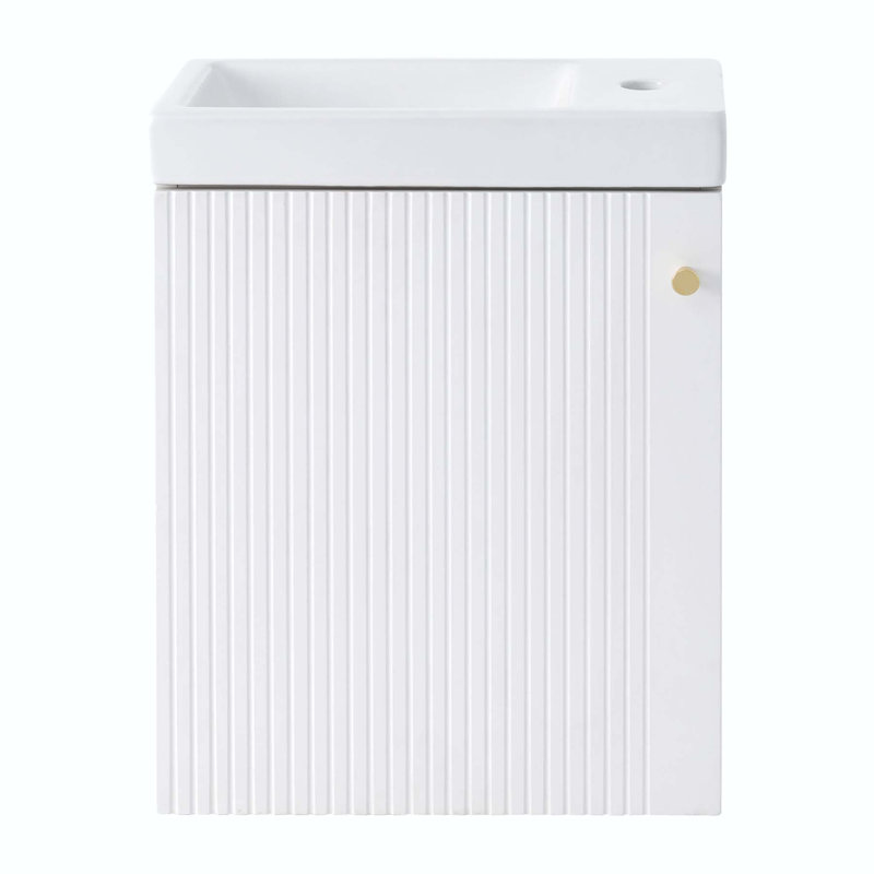 Meuble-lavabo simple 15,94 po avec plateau en céramique Aarvik, Blanc