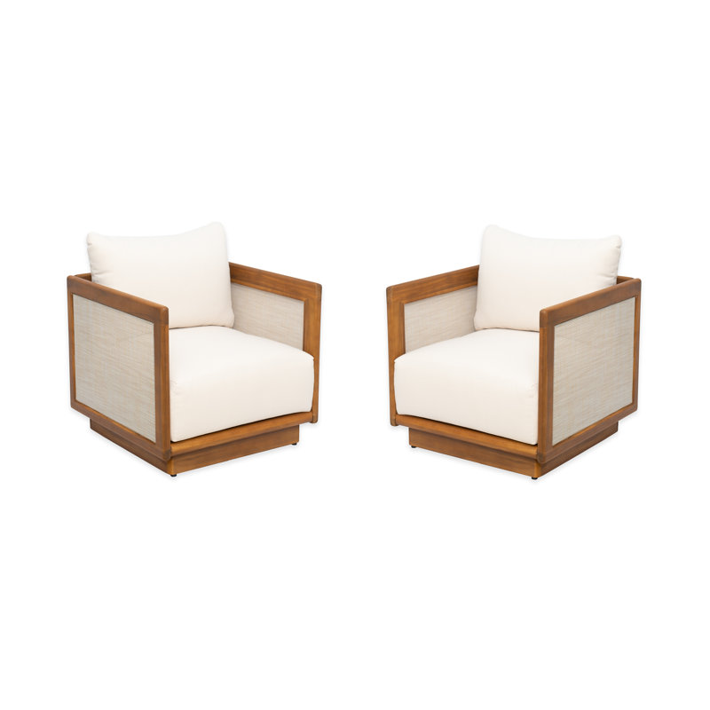 Cindye Patio Acacia Wood Lounge Chair With Cushions