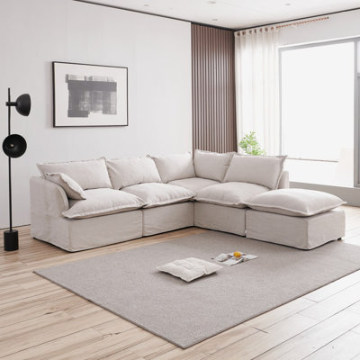 Keivon 5 - Pieces Upholstered Sectional Modular Sofa Chaise, Cloud Sofa for Living Room