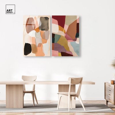 Earthy Contours Duo Acrylic Print Modern Abstract Art Set by Art Remedy, Ready to Hang, 30 x 45
